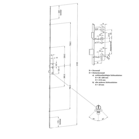 Winkhaus Türverschluss STV F1660/40/92/8  4 Rollzapfen 2087963