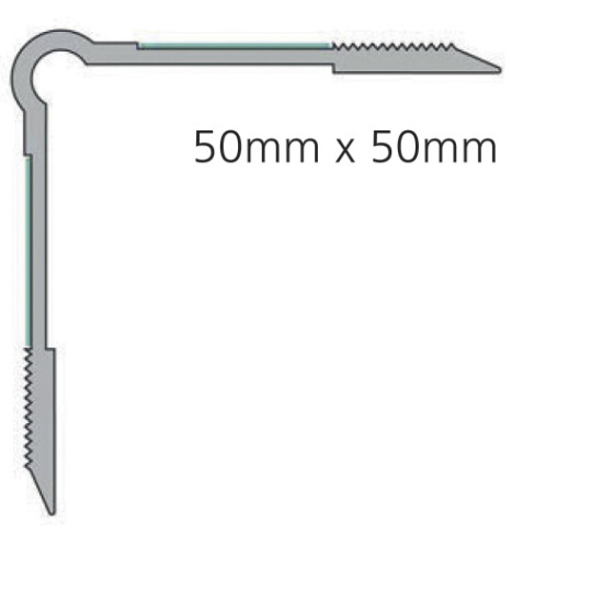 Ellen Mauerkantenschutz MS50 ohne Gummipolster, zum schrauben, Aluminium eloxiert, Rubbertex®  schwarz, Breite 50mm x Höhe 50mm x Länge 1000mm