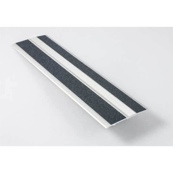 Ellen Schwellenprofil SP55 mit zwei Decorstreifen, zum schrauben, Aluminium eloxiert, Alu-Oxid gelb/schwarz, Breite 55mm x Länge 1000mm x Stärke 3mm, Körnung 50