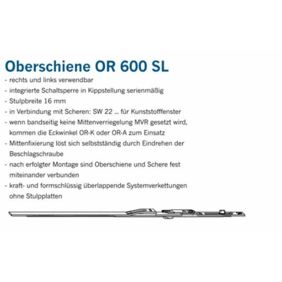 Winkhaus DK-Oberschiene OR 600 DIN Links-Rechts FFB 370-600 1794308
