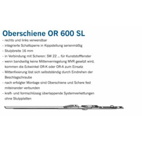 Winkhaus DK-Oberschiene OR 600 DIN Links-Rechts FFB...