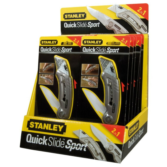 Stanley Messer Quickslide II Sportmesser Länge 120 mm Sport- und Trapezklinge schneller 9-10-813