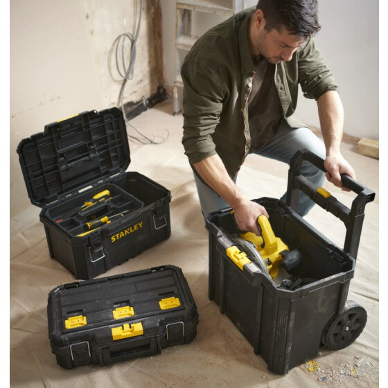 STANLEY Quiklink 3-teiliger Rolling Workshop mit gummierten 7  Rädern, Gesamtkapazität 45kg (80l) STST83319-1