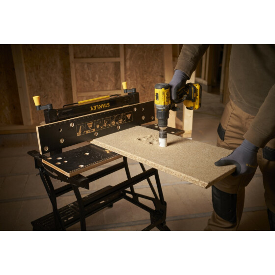 STANLEY Workmate Deluxe mit Bambus-Arbeitsplatte und Stahlrahmen-Konstruktion, duale Arbeitshöhe, belastbar bis 250kg STST83800-1