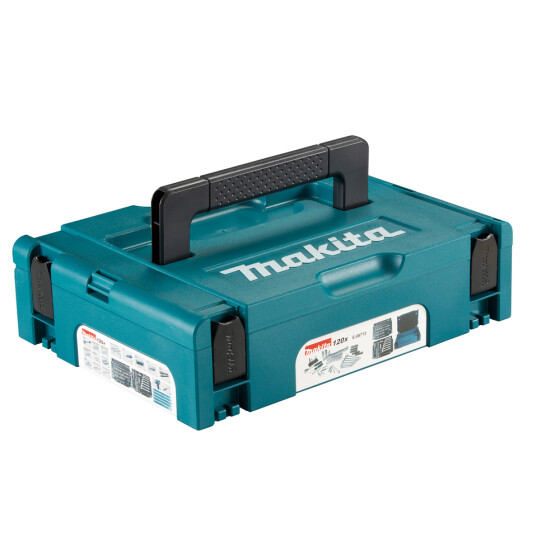 Makita Akku-Schlagbohrschrauber 18 V / 3,0 Ah, 2 Akkus + Ladegerät inkl. 120-tlg Zubehör-Set und MAKPAC DHP482JX13