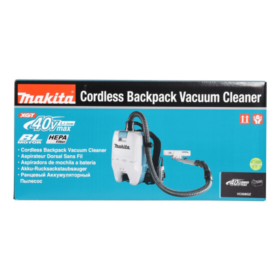 Makita Akku-Rucksackstaubsauger 40V max. 180 mbar 2,0 l VC008GZ