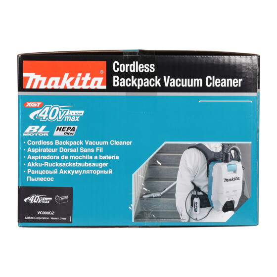 Makita Akku-Rucksackstaubsauger 40V max. 180 mbar 2,0 l VC008GZ