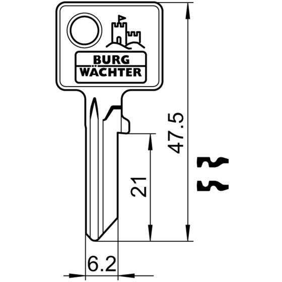 Burg-Wächter Zubehör Zylinderschlösser Rohling 65 L 6380