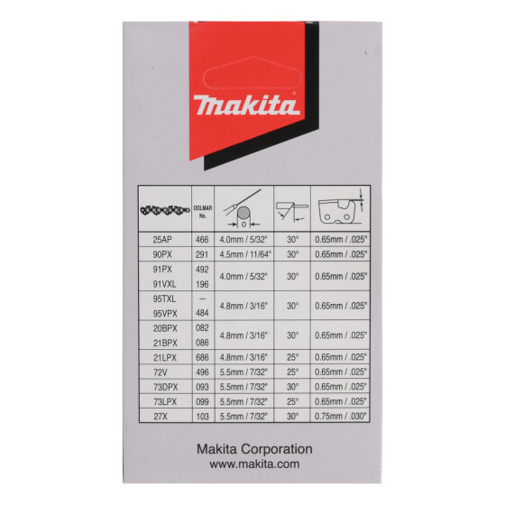 Makita Sägekette 90PX 30cm 90PX 46 TG 1,1 mm 3/8"LP 30 cm Chamfer Chisel 191H01-8