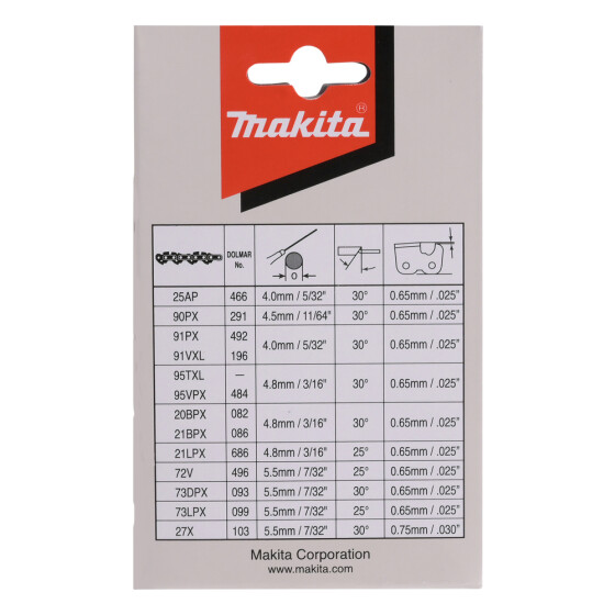 Makita Sägekette 90PX 35cm 90PX 52 TG 1,1 mm 3/8"LP 35 cm Chamfer Chisel 191H02-6