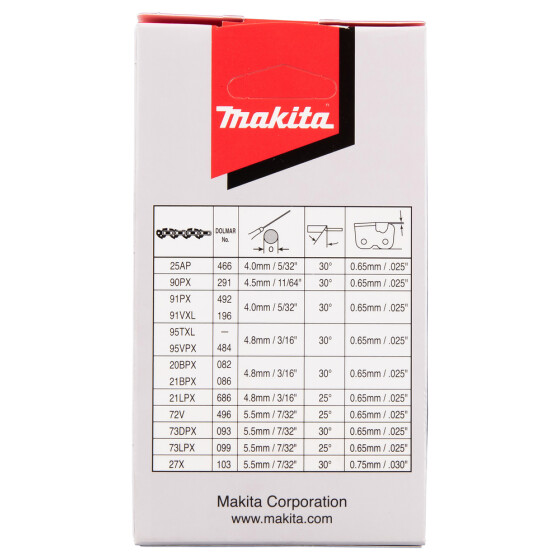 Makita Sägekette 91PX 25cm 91PX 40 TG 1,3 mm 3/8"LP 25 cm Chamfer Chisel 191H08-4