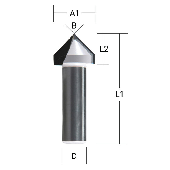 Makita V-Nutfräser 12,7 mm Ø 6 mm Schaft Ø 12,7 mm Fräser 12,7 mm Arbeitslänge 45 mm Gesamtlänge 90° Winkel D-47868