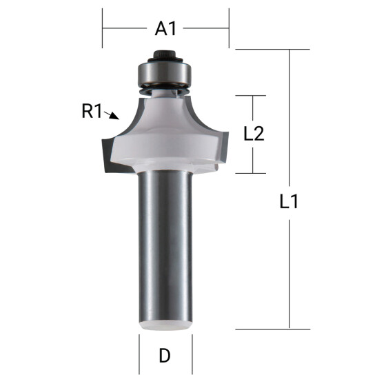 Makita Abrundfräser 20,6 mm Ø 6 mm Schaft Ø 20,6 mm Fräser 10 mm Arbeitslänge 52 mm Gesamtlänge R1= 4 mm D-48309