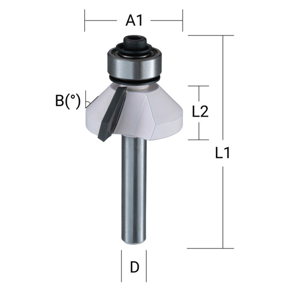 Makita Fasefräser 25,4 mm Ø 6 mm Schaft Ø 25,4 mm Fräser 11 mm Arbeitslänge 51 mm Gesamtlänge 45° Winkel D-48658