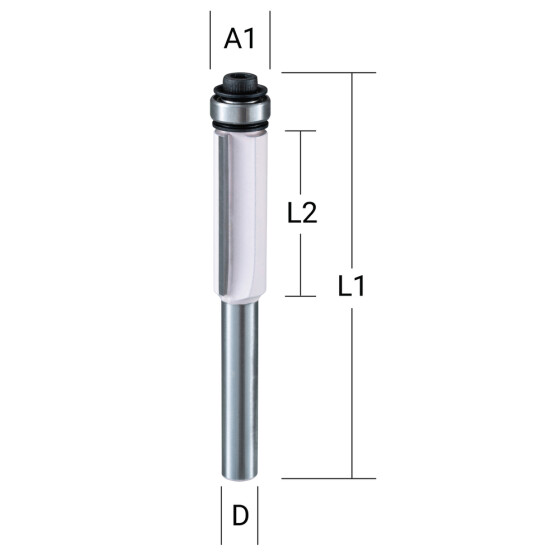 Makita Bündigfräser zweischneidig 12,7 mm Ø 8 mm Schaft Ø 12,7 mm Fräser 26 mm Arbeitslänge 69 mm Gesamtlänge D-47743