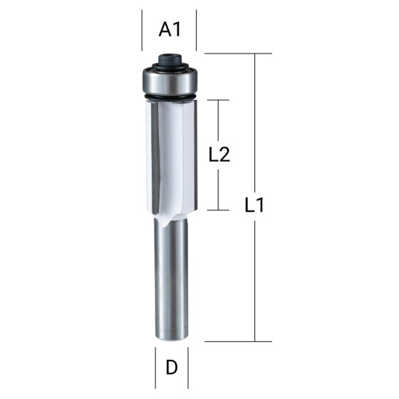 Makita Bündigfräser dreischneidig 12,7 mm Ø 12 mm Schaft Ø 12,7 mm Fräser 38 mm Arbeitslänge 90 mm Gesamtlänge D-47765