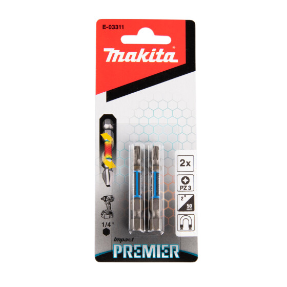 Makita Torsion Bit PZ3 Impact Premier PZ3 50 mm 2 Stück E-03311