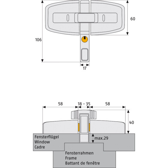 Abus Doppelflügelschloss DFS 95  weiss AL0125 31719