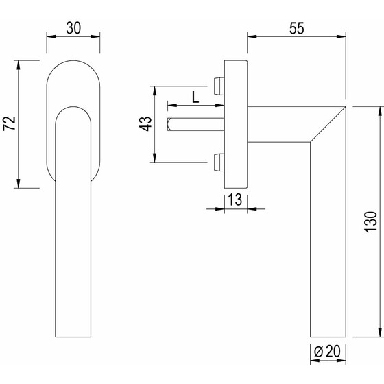 beschlagswelt Fenstergriff FG61.ER Edelstahl inkl. Schrauben