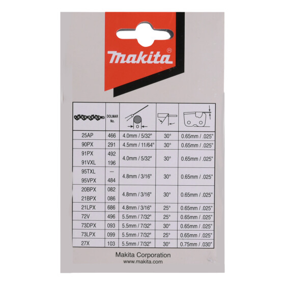 Makita Sägekette 90PX 40cm 90PX 56 TG 1,1 mm 3/8"LP 40 cm Chamfer Chisel 191H03-4