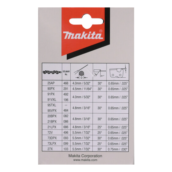 Makita Sägekette 91PX 30cm 91PX 46 TG 1,3 mm 3/8"LP 30cm Chamfer Chisel 191H10-7