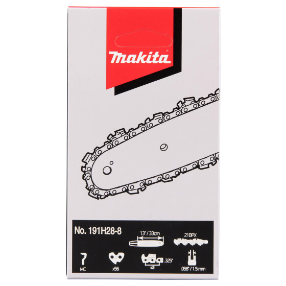 Makita Sägekette 21BPX 33cm 21BPX 56 TG 1,5 mm .325" 33 cm Mikro-Halbmeißel 191H28-8