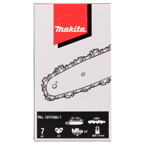 Makita Sägekette 21BPX 45cm 21BPX 72 TG 1,5 mm .325" 45 cm Mikro-Halbmeißel 191H30-1