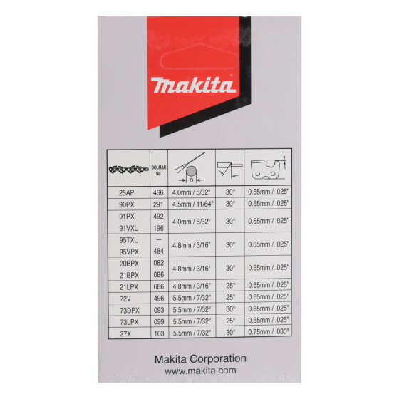 Makita Sägekette 73LPX 40cm 73LPX 60 TG 1,5 mm 3/8" 40 cm Vollmeißel 191H49-0