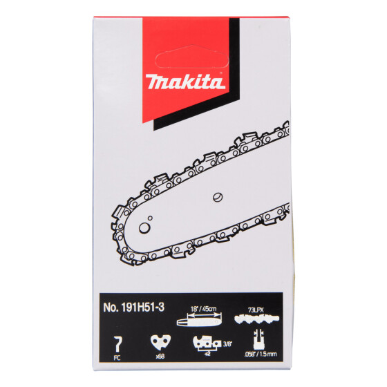 Makita Sägekette 73LPX 45cm 73LPX 68 TG 1,5 mm 3/8" 45 cm Vollmeißel 191H51-3