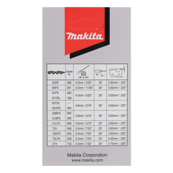 Makita Sägekette 80TXL 45cm 80TXL Speed Cut 70 TG 1,1 mm 0,325"LP 45 cm Mikro-Halbmeißel 191X04-8