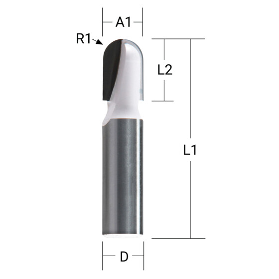 Makita Wasserrinnenfräser 12,7 mm Ø 8 mm Schaft Ø 12,7 mm Fräser 19 mm Arbeitslänge 51 mm Gesamtlänge R1= 6,35 mm D-47852