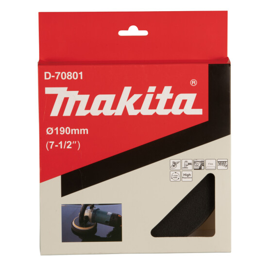 Makita Polierpad schwarz Ø 190 mm Klett weich flach fein 30 mm D-70801