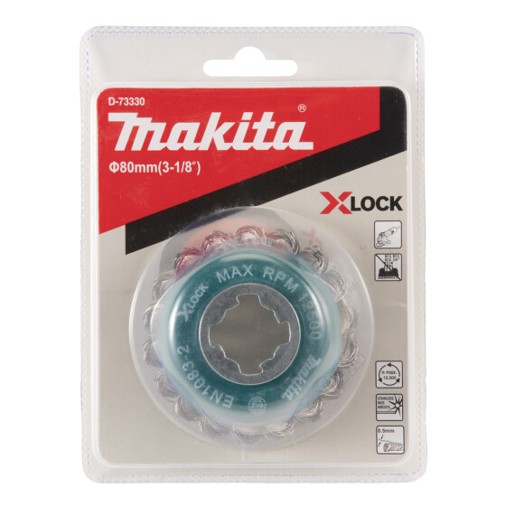 Makita Topfbürste 80mm X-LOCK Ø 80 mm gezopft Edelstahl X-LOCK D-73330