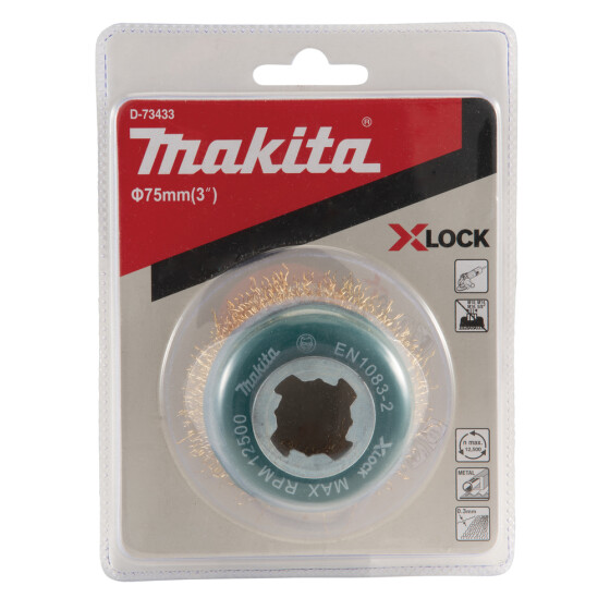 Makita Topfbürste 75mm X-LOCK Ø 75 mm gewellt Messing X-LOCK D-73433