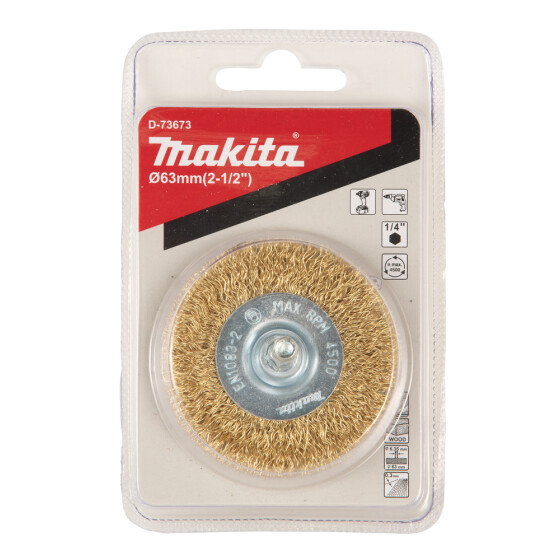 Makita Rundbürste Ø 63 mm gewellt verzinkt 1/4"-Sechskant D-73673