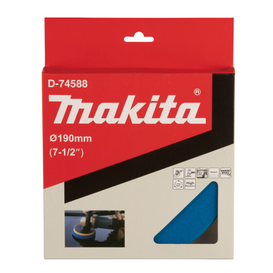 Makita Polierpad blau Ø 190 mm Klett weich flach mittel 30 mm D-74588