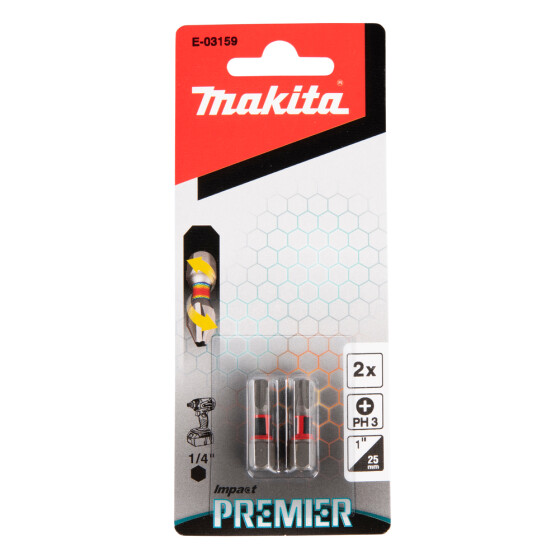 Makita Torsion Bit PH3 Impact Premier PH3 25 mm 2 Stück E-03159