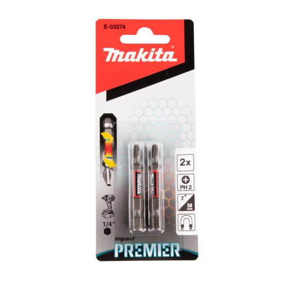 Makita Torsion Bit PH2 Impact Premier PH2 50 mm 2 Stück E-03274