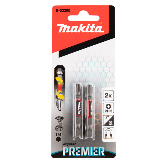 Makita Torsion Bit PH3 Impact Premier PH3 50 mm 2 Stück E-03280