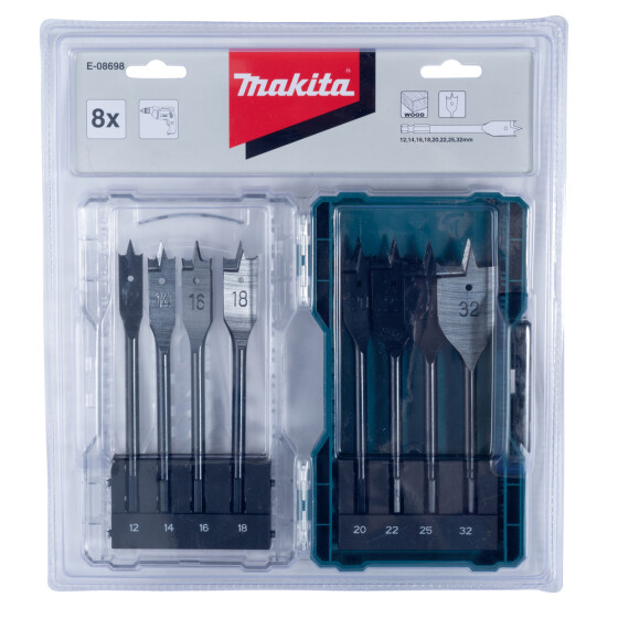 Makita Flachfräsbohrer-Set Ø 12-32mm 1/4" Sechskantaufnahme E-08698