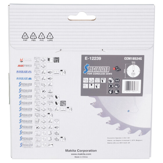 Makita Sägeblatt 185x1,5x30, 24Z EFFICUT WPC/Holz E-12239