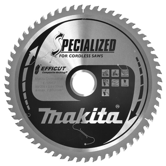 Makita Sägeblatt 216x2,0x30, 60Z EFFICUT WPC/Holz E-12267