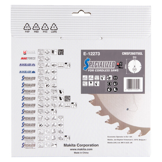 Makita Sägeblatt 260x2,15x30, 75Z EFFICUT WPC/Holz E-12273