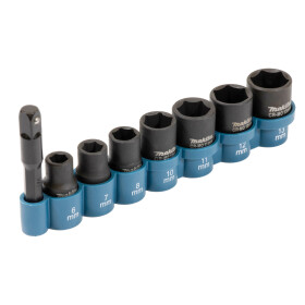 Makita Schlagnuss-Set 1/4" 8-teilig 1/4"-4-kant...