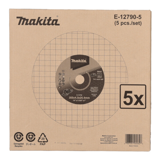 Makita Trennscheibe Ø 355 mm 4,3 mm 5 Stück A24T-BF Stahl E-12790-5