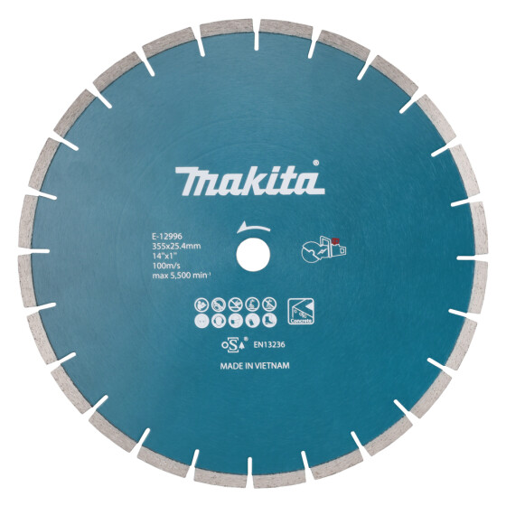 Makita Diamanttrennscheibe 355mm Ø 355 mm 2,8 mm Schnittstärke Nass und trocken Beton E-12996