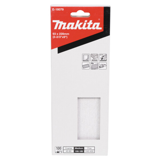 Makita Schleifpapier P100 93x228mm 93x228 mm Körnung P100 ungelocht 10 Stück E-18079