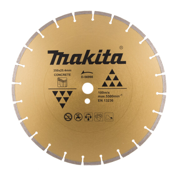 Makita Diamanttrennscheibe 350x25,4mm Ø 350 mm 3 mm Schnittstärke Trocken Beton D-56998