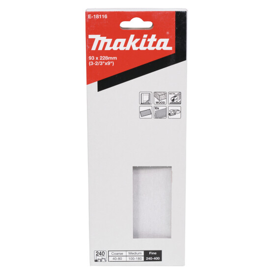 Makita Schleifpapier P240 93x228mm 93x228 mm Körnung P240 ungelocht 10 Stück E-18116