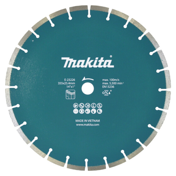 Makita Diamanttrennscheibe 355mm Ø 355 mm 2,8 mm Schnittstärke Nass und trocken Beton E-23226